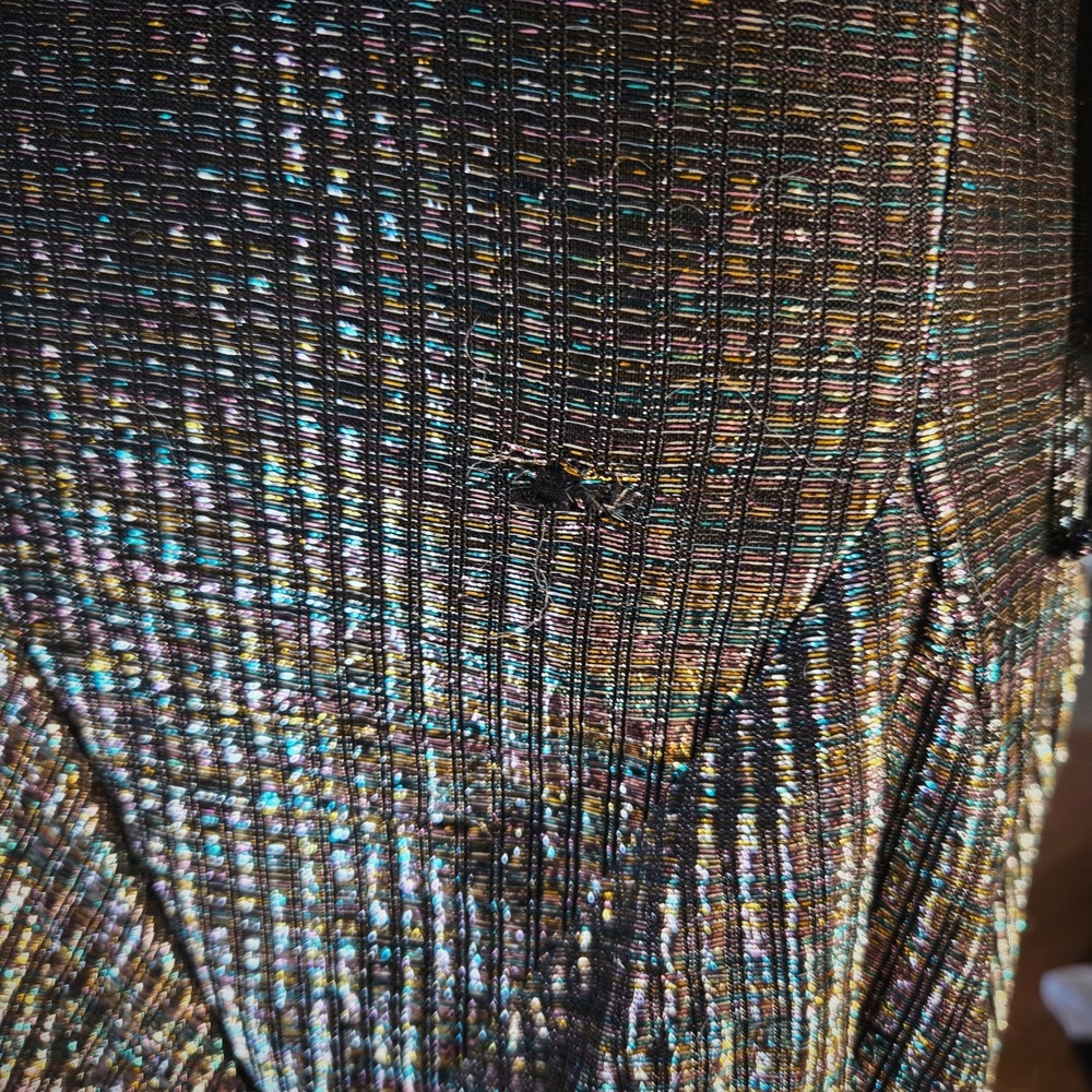 Nuance Party Dress Vintage 80s Metallic Asymmetrical Ruffle Glam Disco Midi - Picture 6 of 8